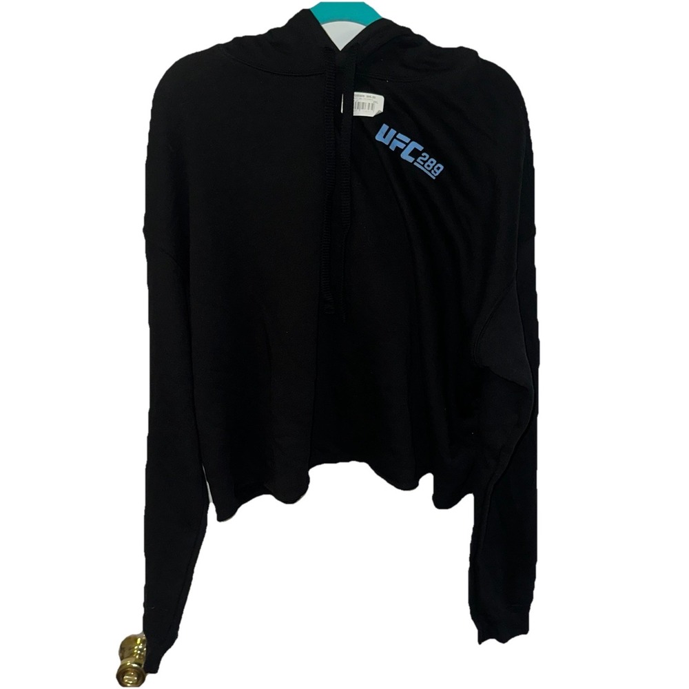 UFC Vancouver June 2023 Womens XL Cropped Hoodie Black Long Sleeve Drawstring